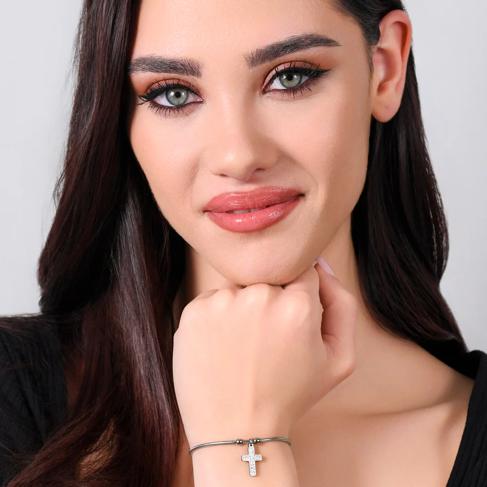BRACCIALE DONNA IN ACCIAIO CON CROCE - Image 3