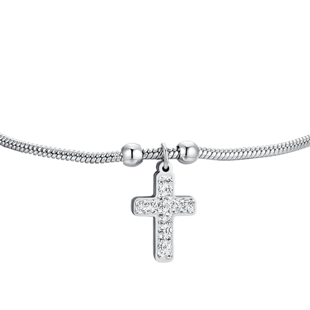 BRACCIALE DONNA IN ACCIAIO CON CROCE - Image 4