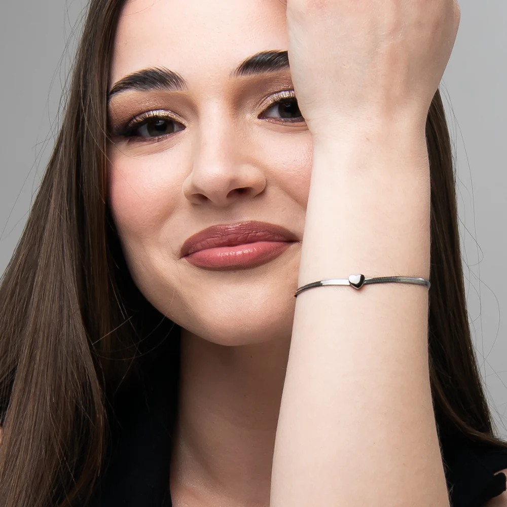 BRACCIALE DONNA IN ACCIAIO CON CUORE - Image 3