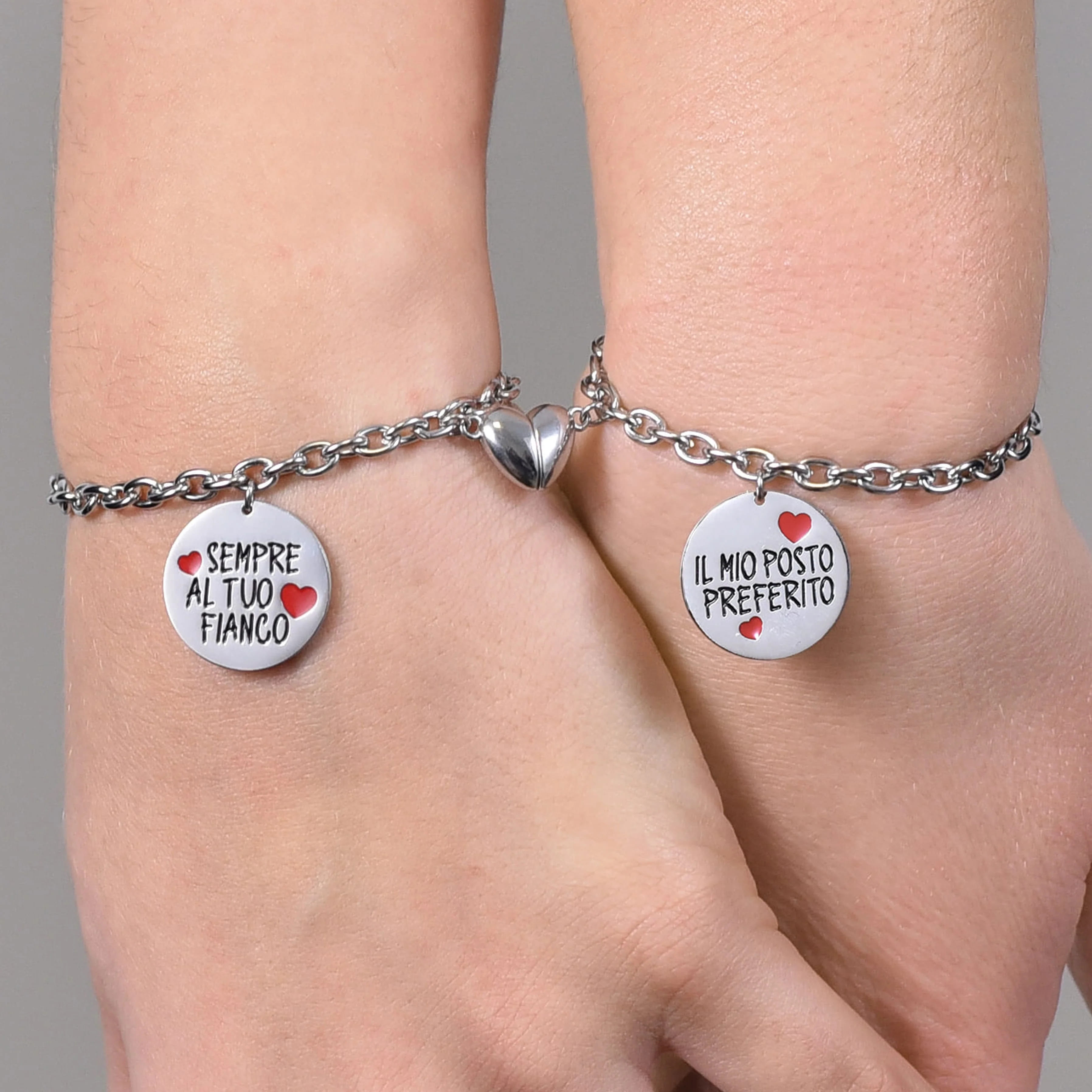 BRACCIALE DONNA IN ACCIAIO CON CUORE CALAMITA - Image 2