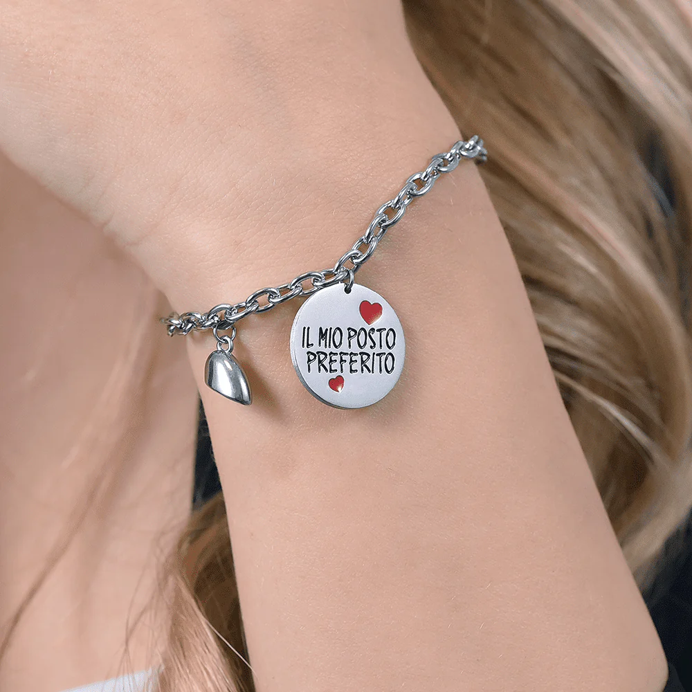 BRACCIALE DONNA IN ACCIAIO CON CUORE CALAMITA - Image 3