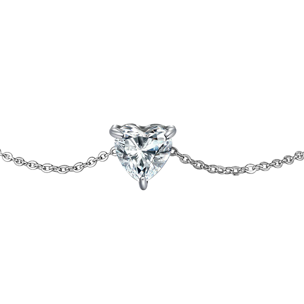 BRACCIALE DONNA IN ACCIAIO CON CUORE CRISTALLO BIANCO - Image 4