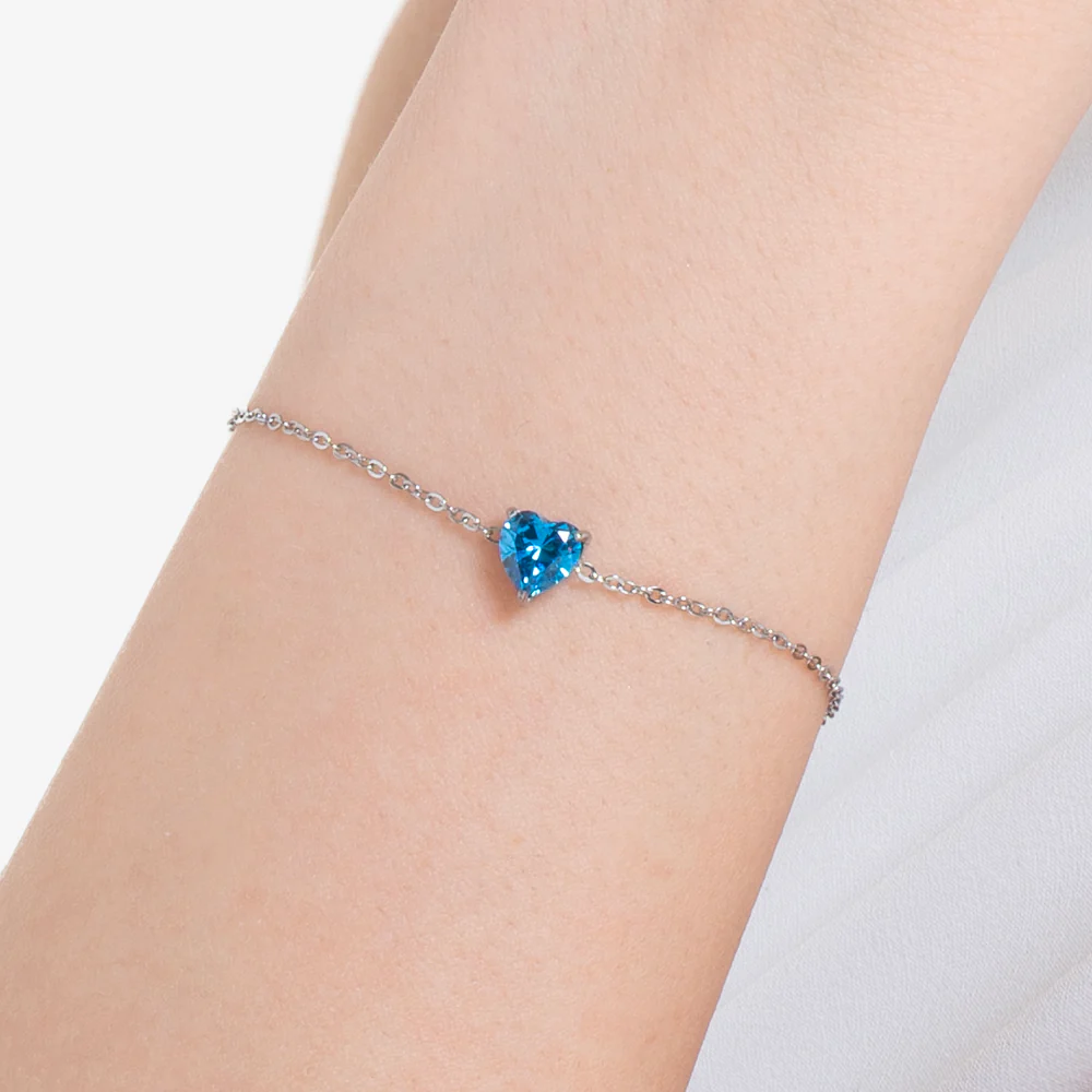 BRACCIALE DONNA IN ACCIAIO CON CUORE CRISTALLO BLU - Image 2
