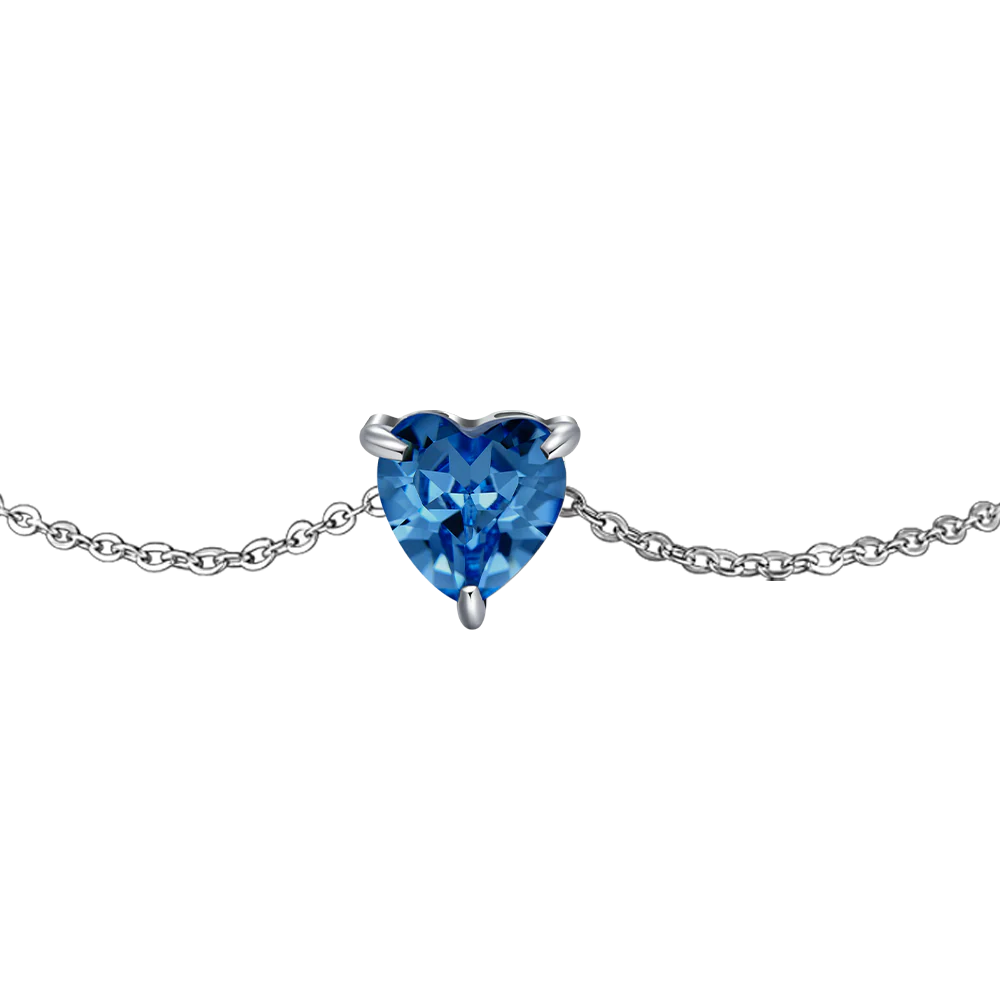 BRACCIALE DONNA IN ACCIAIO CON CUORE CRISTALLO BLU - Image 4