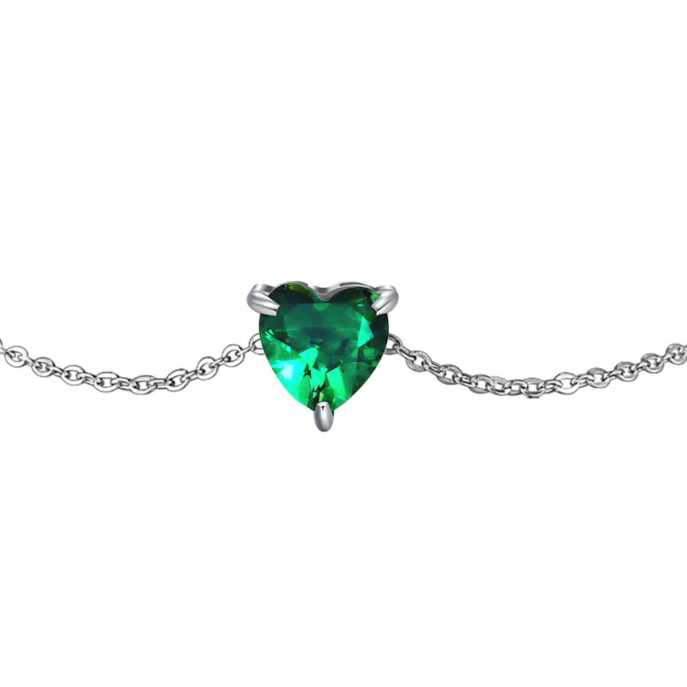 BRACCIALE DONNA IN ACCIAIO CON CUORE CRISTALLO VERDE - Image 4