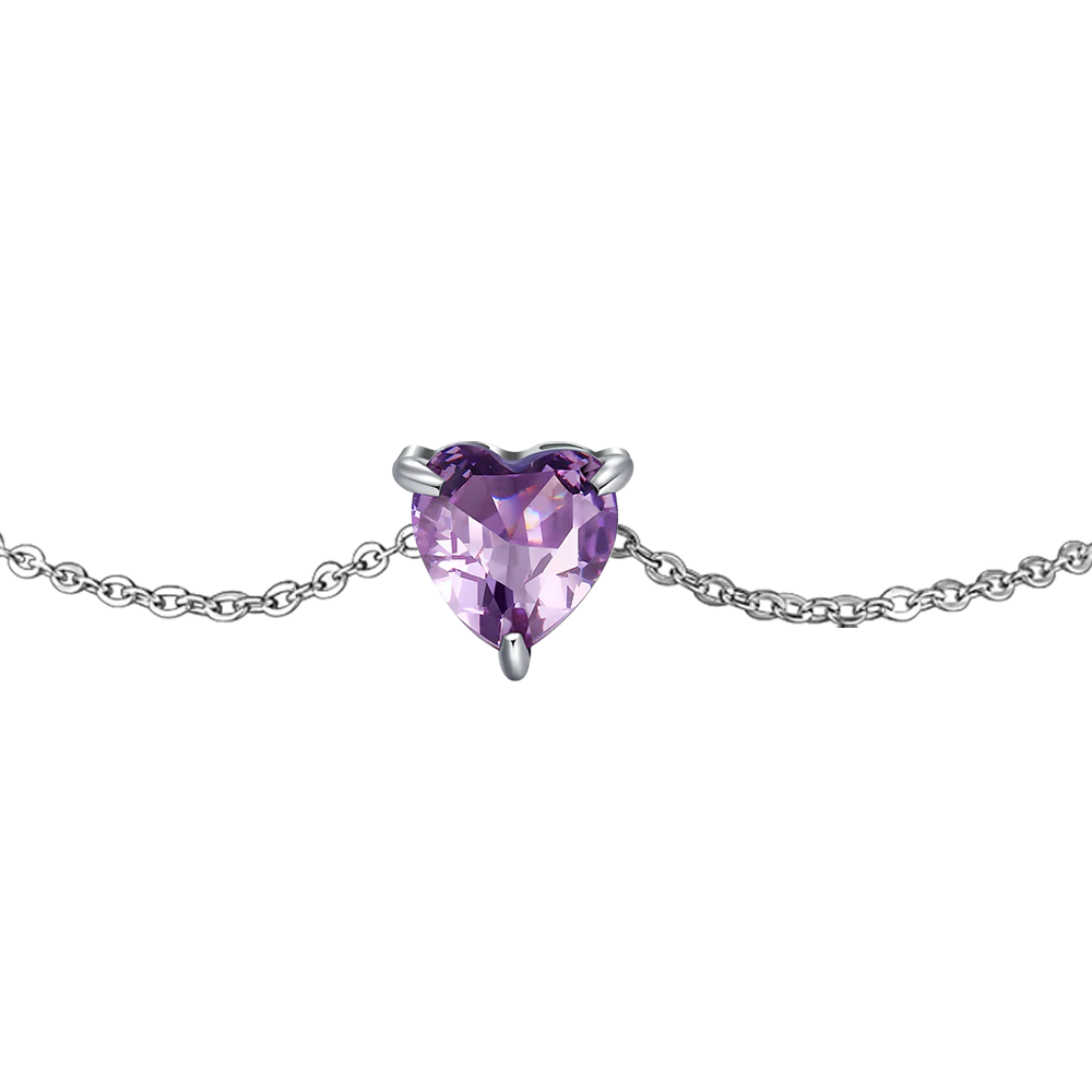 BRACCIALE DONNA IN ACCIAIO CON CUORE CRISTALLO VIOLA - Image 4