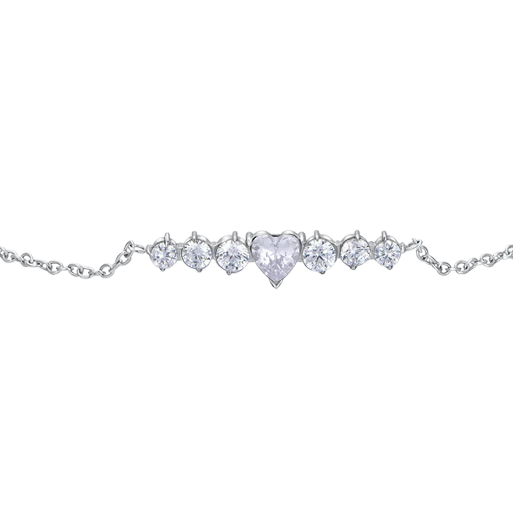 BRACCIALE DONNA IN ACCIAIO CON CUORE E CRISTALLI BIANCHI - Image 4