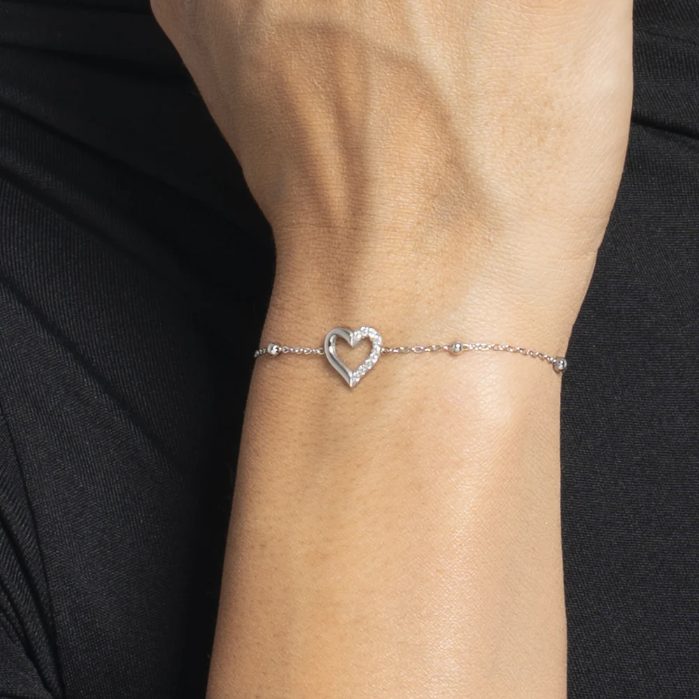 BRACCIALE DONNA IN ACCIAIO CON CUORE E PUNTI LUCE DI ZIRCONE BIANCO - Image 2
