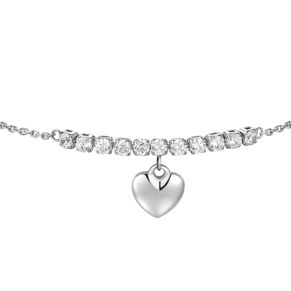 BRACCIALE DONNA IN ACCIAIO CON CUORE E ZIRCONI BIANCHI - Image 4