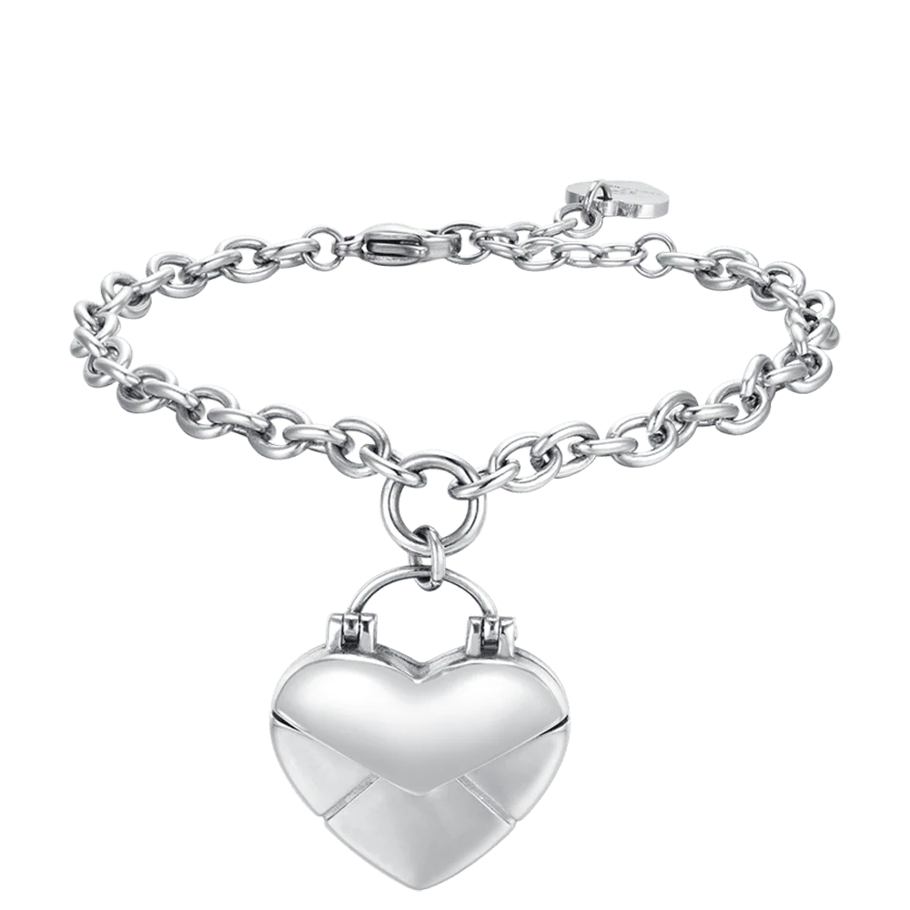 BRACCIALE DONNA IN ACCIAIO CON CUORE LETTERA