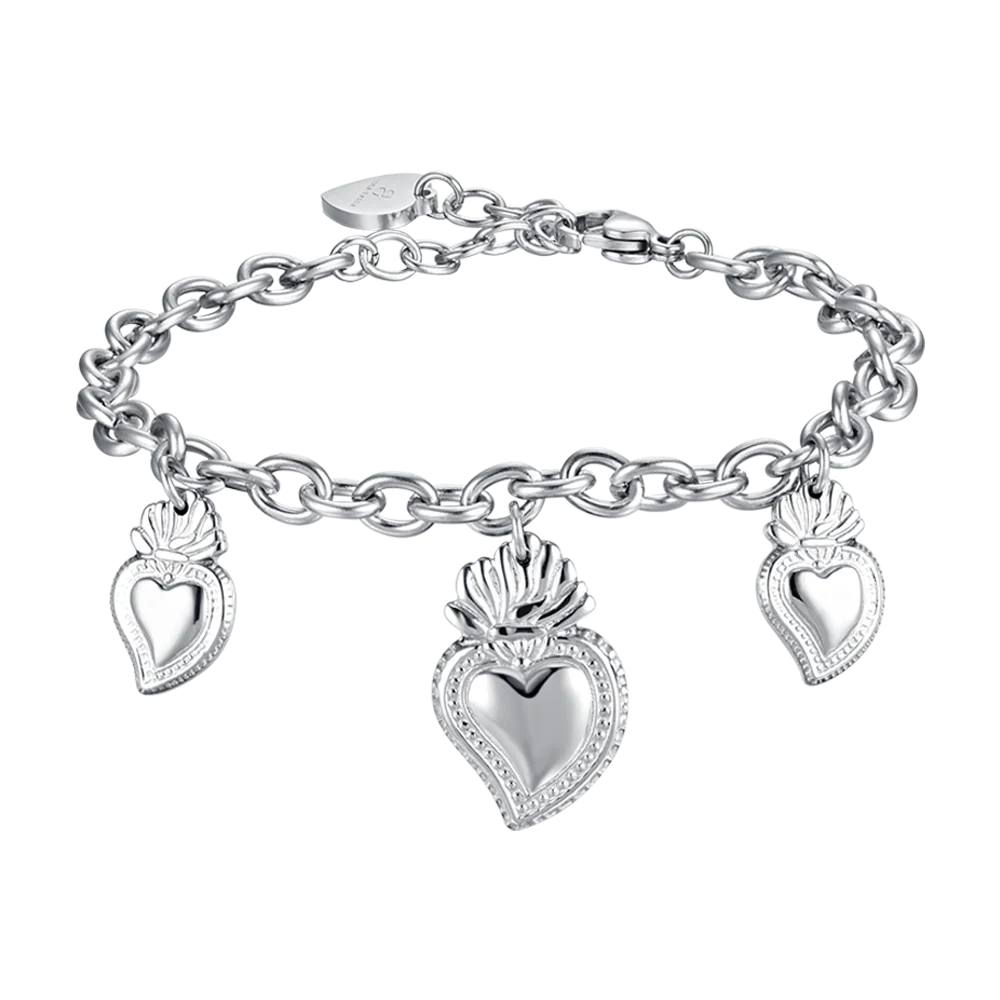 BRACCIALE DONNA IN ACCIAIO CON CUORE SACRO