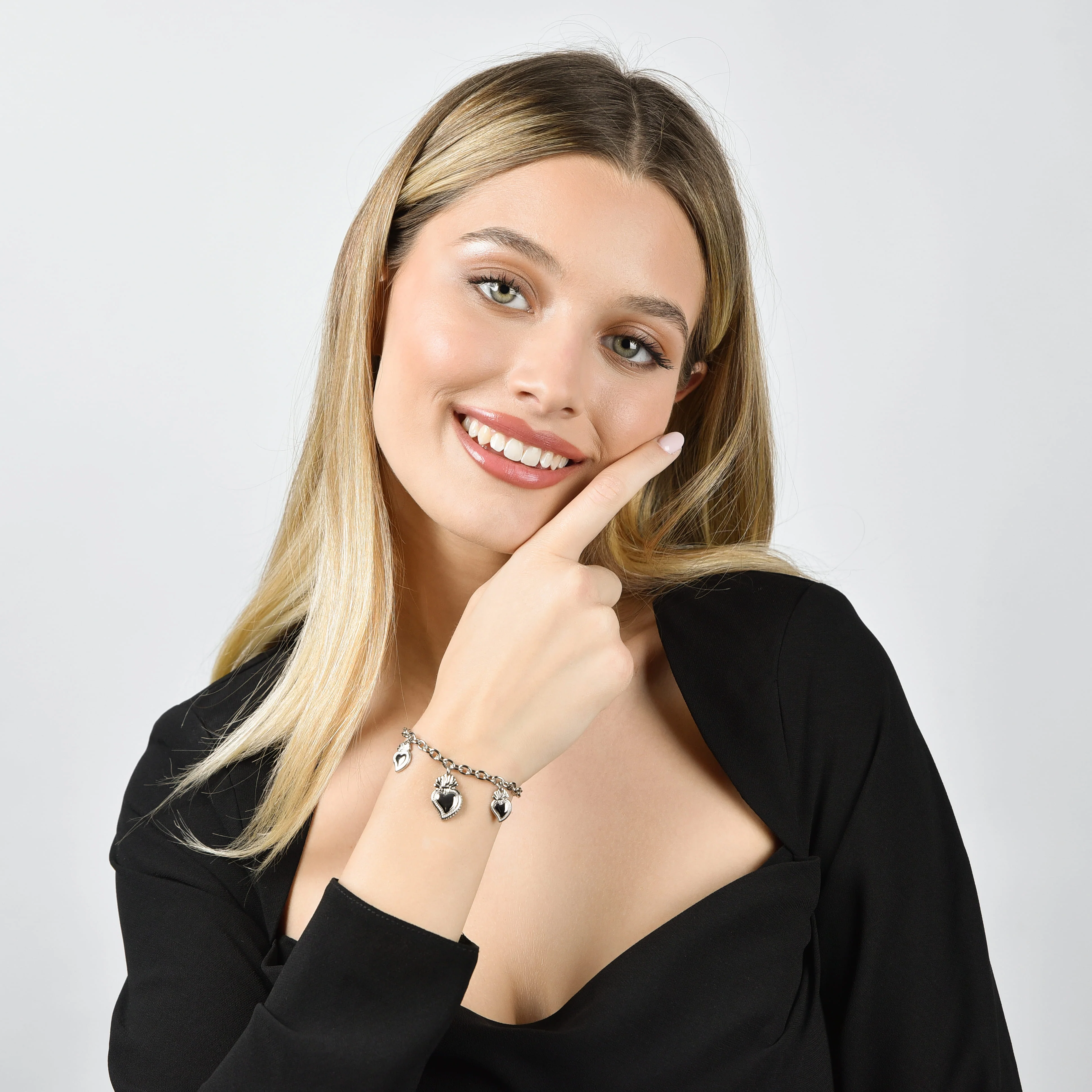 BRACCIALE DONNA IN ACCIAIO CON CUORE SACRO - Image 3