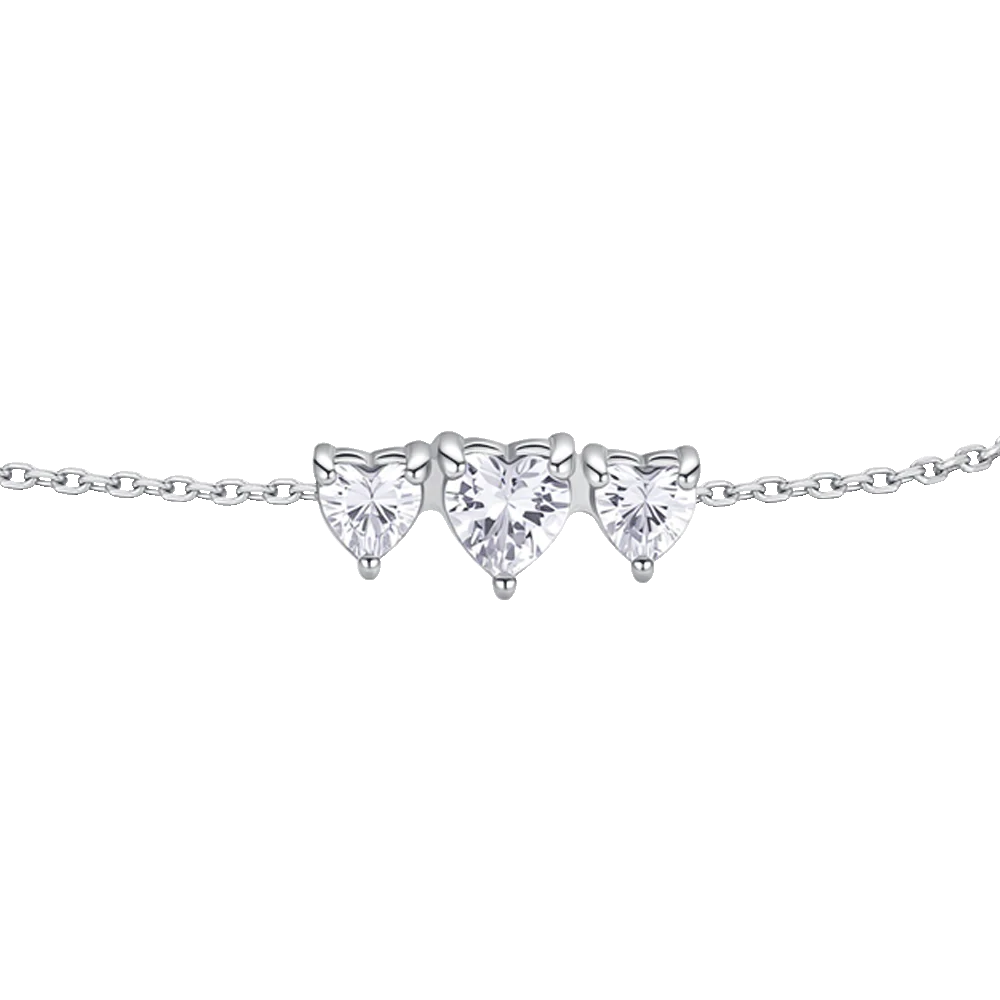 BRACCIALE DONNA IN ACCIAIO CON CUORI CON ZIRCONI BIANCHI - Image 5