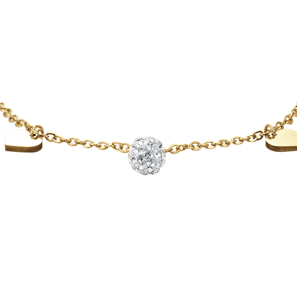 BRACCIALE DONNA IN ACCIAIO IP GOLD CON CUORI E CRISTALLI BIANCHI - Image 4
