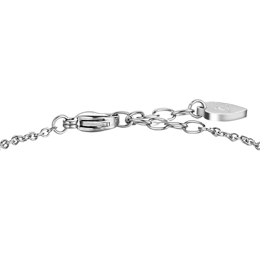 BRACCIALE DONNA IN ACCIAIO CON CUORI E ZIRCONE ROSA - Image 5
