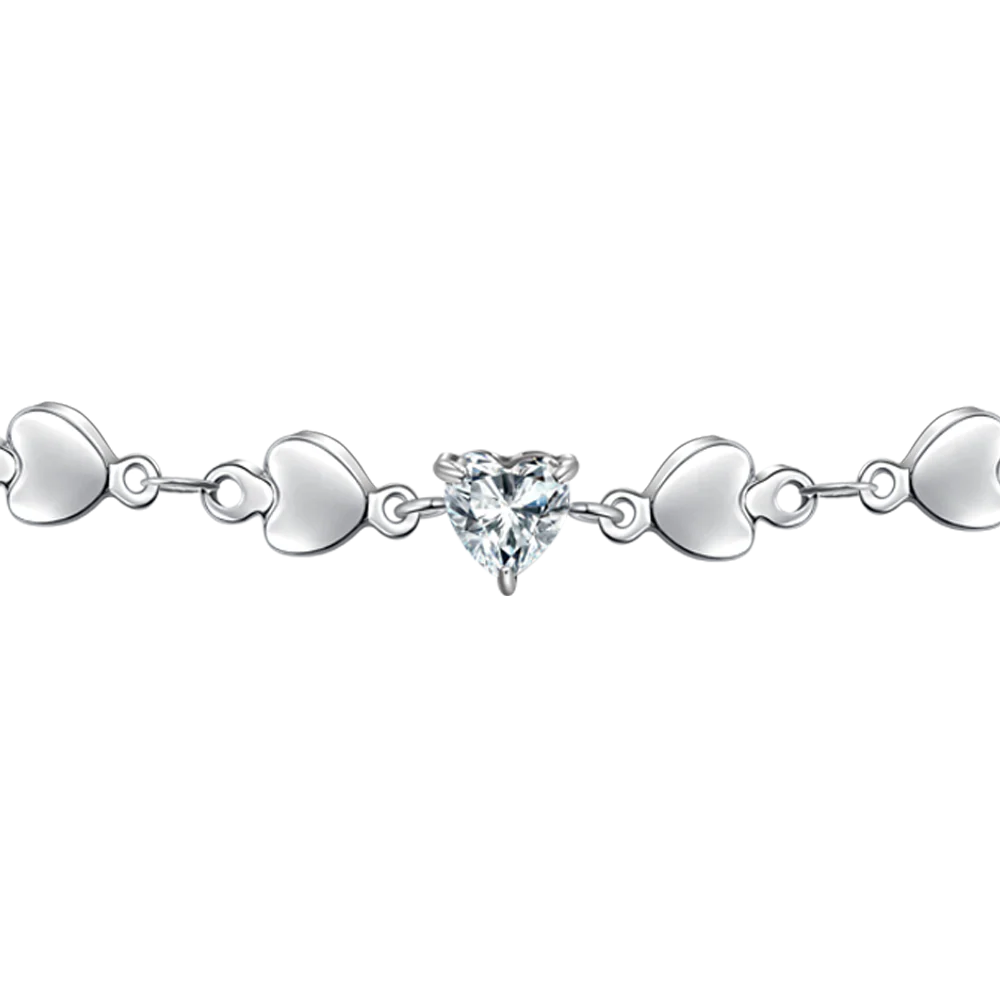 BRACCIALE DONNA IN ACCIAIO CON CUORI E ZIRCONI BIANCHI - Image 4