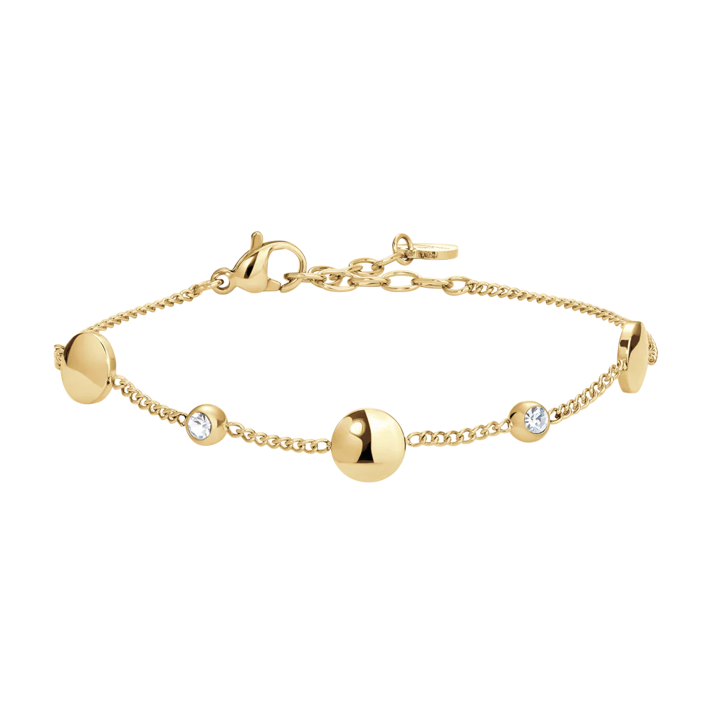 BRACCIALE DONNA IN ACCIAIO CON ELEMENTI IN ACCIAIO IP GOLD E CRISTALLI BIANCHI