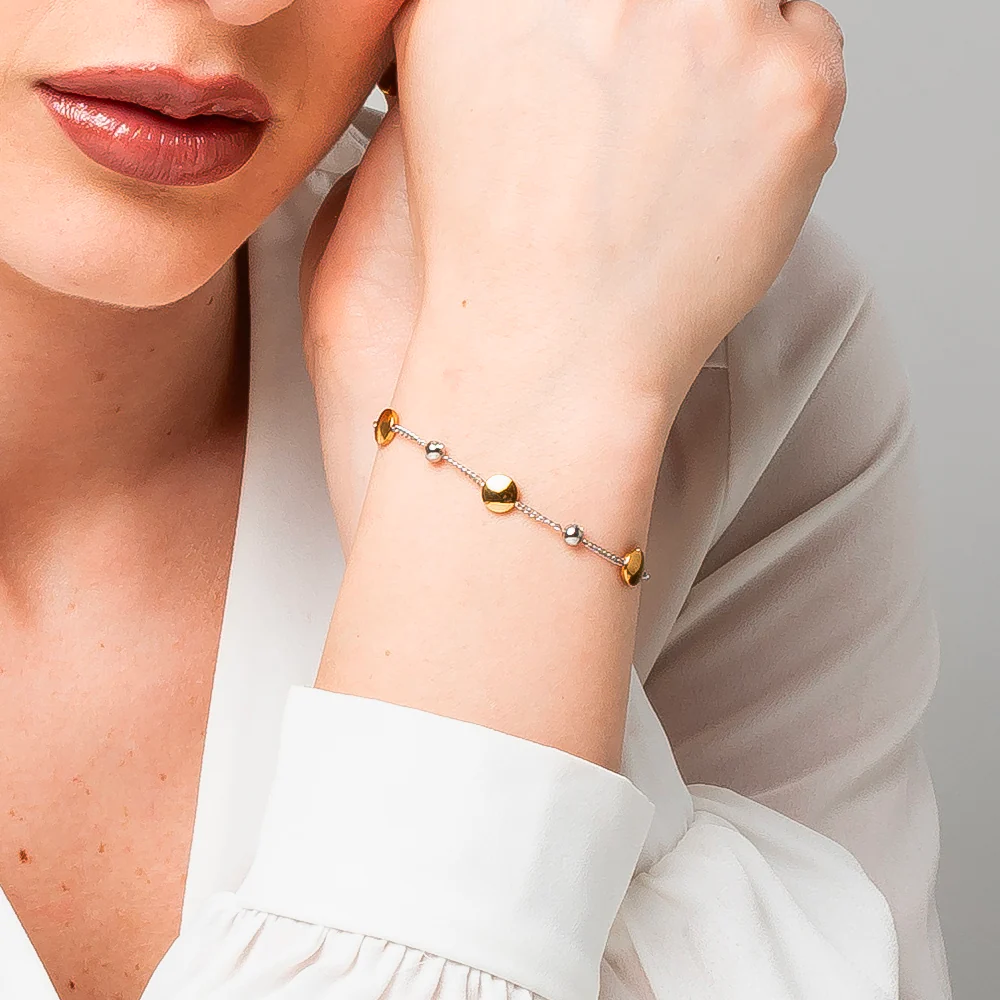 BRACCIALE DONNA IN ACCIAIO CON ELEMENTI IN ACCIAIO IP GOLD E CRISTALLI BIANCHI - Image 2