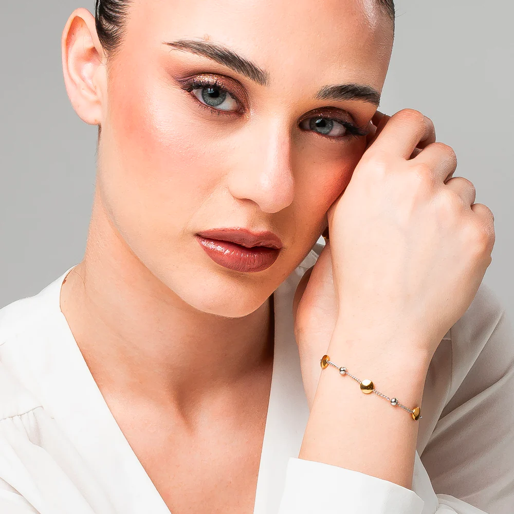 BRACCIALE DONNA IN ACCIAIO CON ELEMENTI IN ACCIAIO IP GOLD E CRISTALLI BIANCHI - Image 3