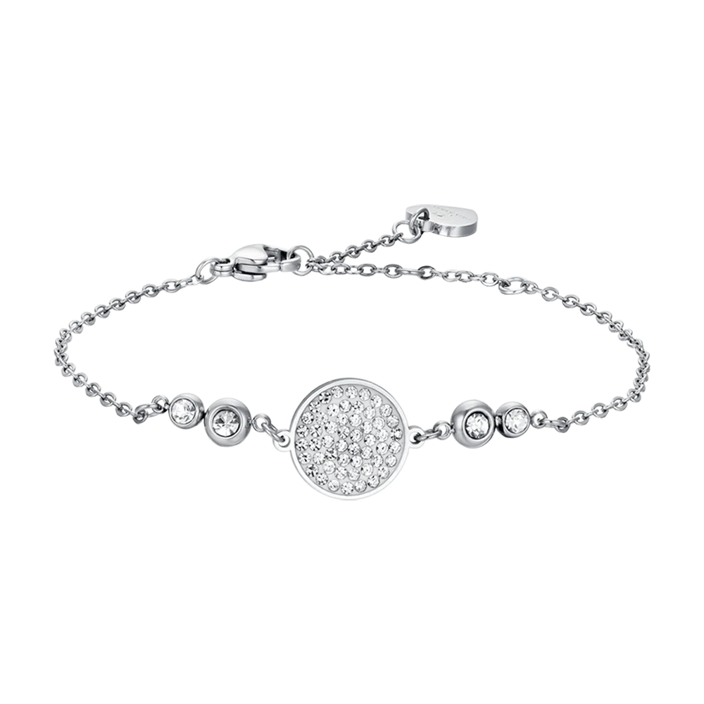 BRACCIALE DONNA IN ACCIAIO CON ELEMENTO CON CRISTALLI BIANCHI