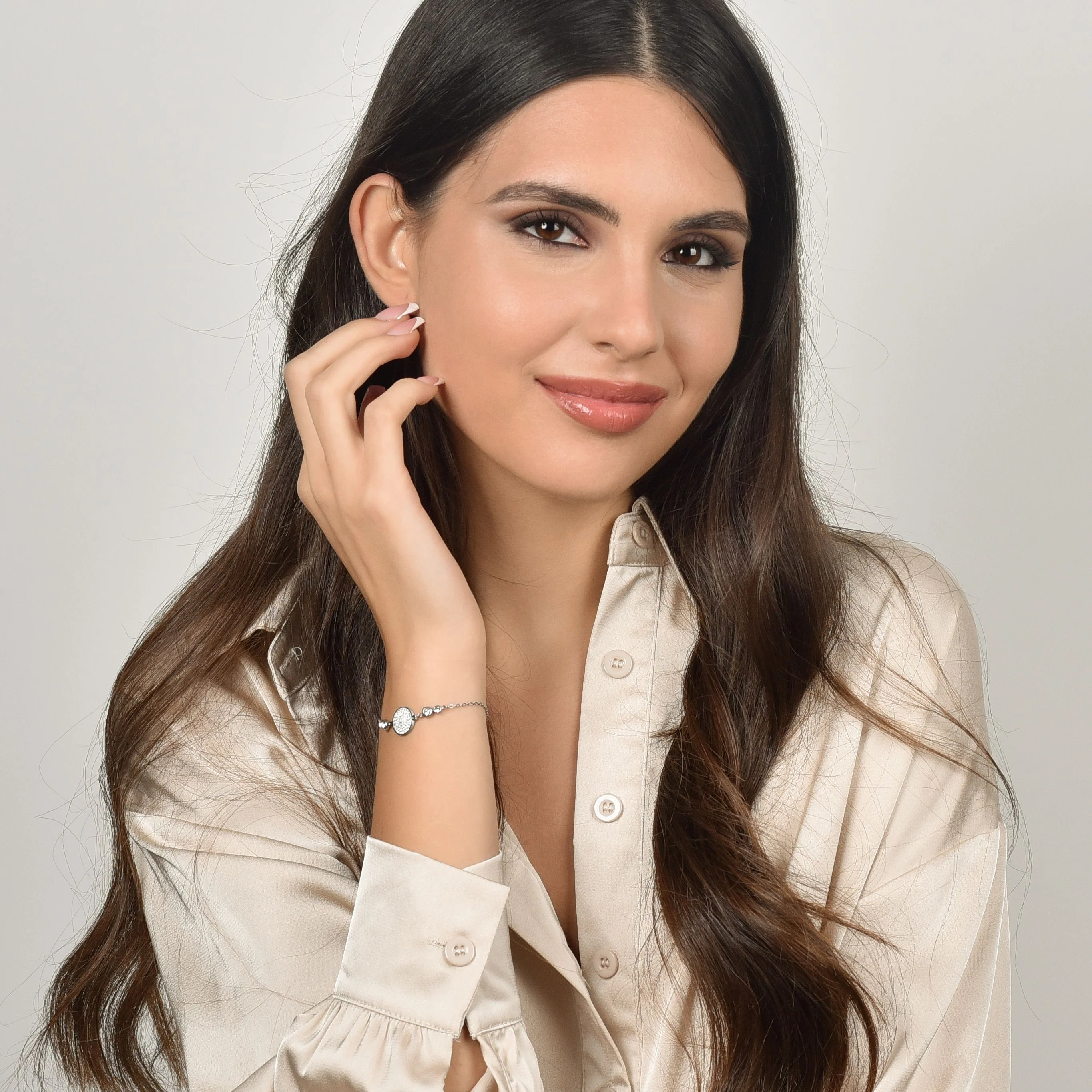 BRACCIALE DONNA IN ACCIAIO CON ELEMENTO CON CRISTALLI BIANCHI - Image 3