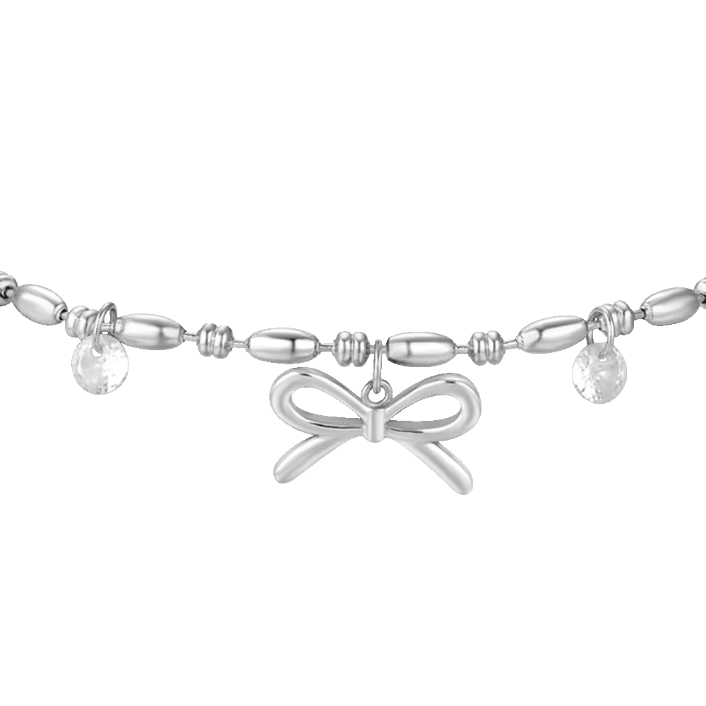BRACCIALE DONNA IN ACCIAIO CON FIOCCO E ZIRCONI BIANCHI - Image 4