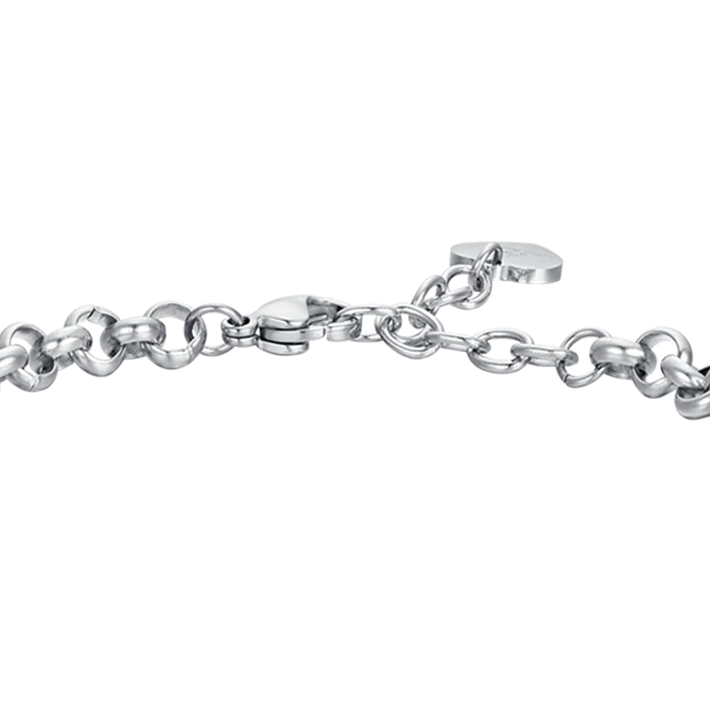 BRACCIALE DONNA IN ACCIAIO CON FIORE DELLA VITA E CRISTALLI BIANCHI - Image 5