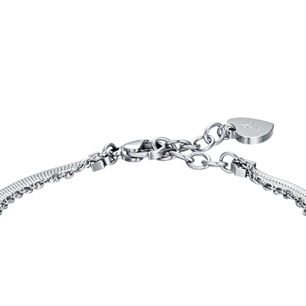 BRACCIALE DONNA IN ACCIAIO CON FIORE DI LOTO CON CRISTALLI BIANCHI - Image 5