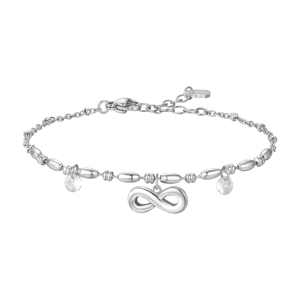 BRACCIALE DONNA IN ACCIAIO CON INFINITO E ZIRCONI BIANCHI