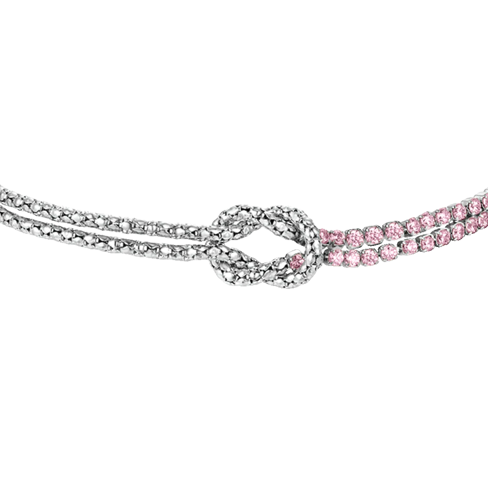 BRACCIALE DONNA IN ACCIAIO CON NODO E ZIRCONI ROSA - Image 4