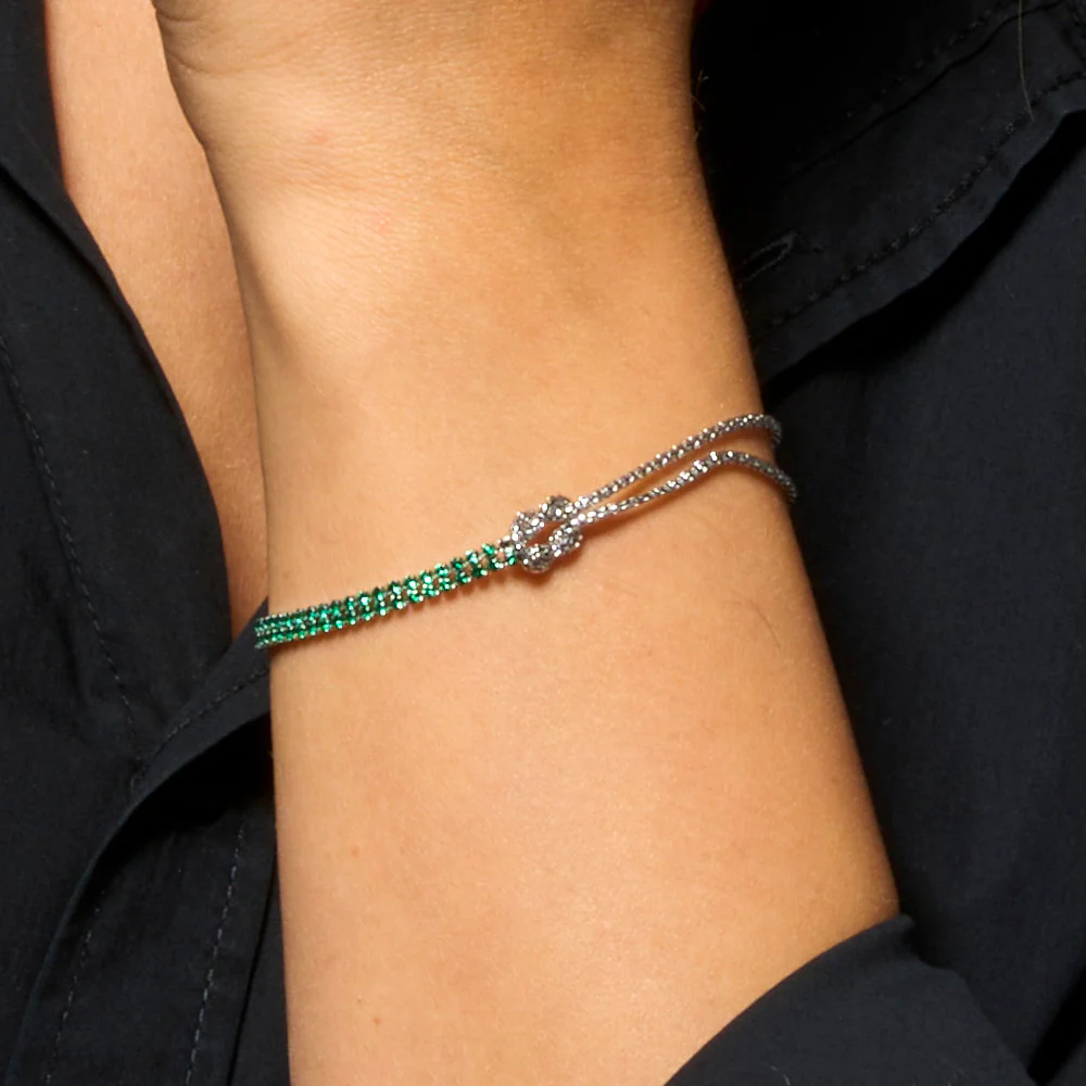 BRACCIALE DONNA IN ACCIAIO CON NODO E ZIRCONI VERDI - Image 2