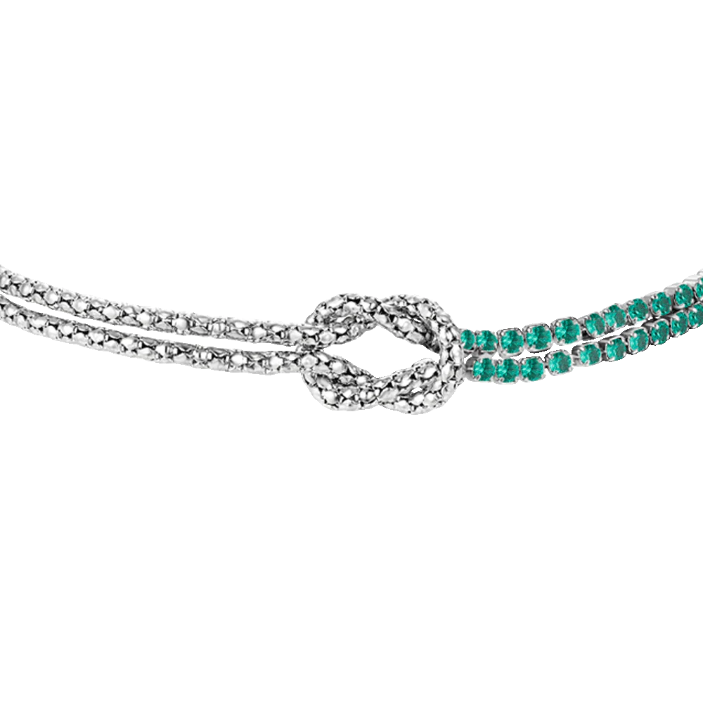 BRACCIALE DONNA IN ACCIAIO CON NODO E ZIRCONI VERDI - Image 4