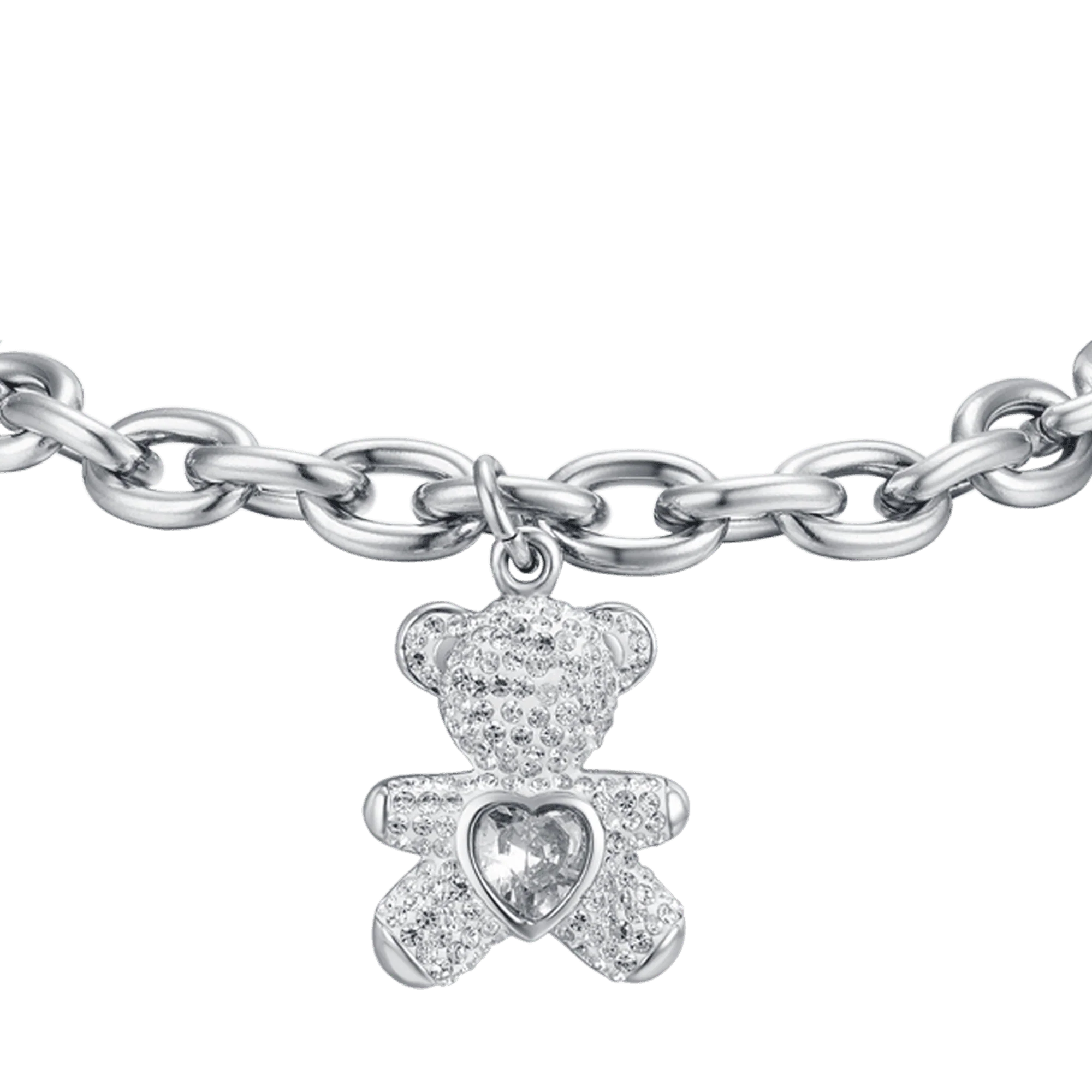 BRACCIALE DONNA IN ACCIAIO CON ORSETTO CON CRISTALLI BIANCHI - Image 5