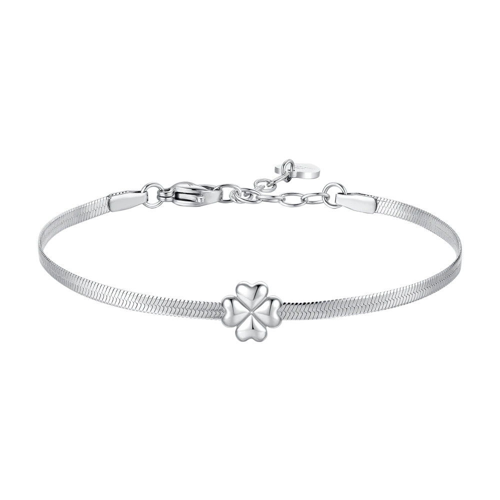 BRACCIALE DONNA IN ACCIAIO CON QUADRIFOGLIO