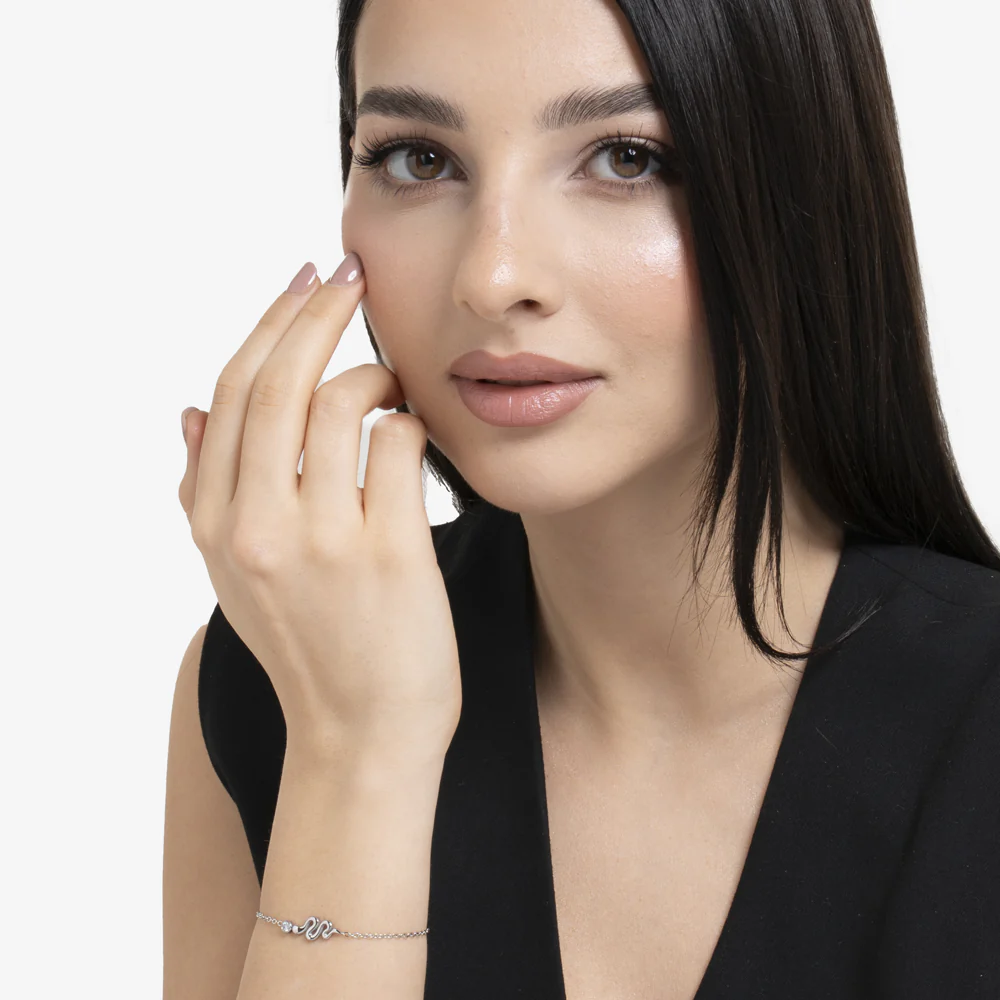 BRACCIALE DONNA IN ACCIAIO CON SERPENTE E CRISTALLO BIANCO - Image 3