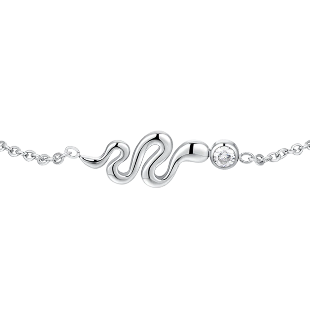 BRACCIALE DONNA IN ACCIAIO CON SERPENTE E CRISTALLO BIANCO - Image 4