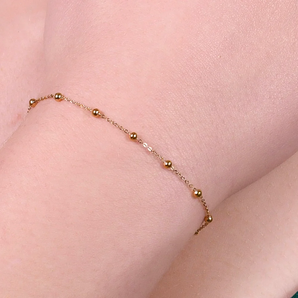 BRACCIALE DONNA IN ACCIAIO CON SFERE IP GOLD - Image 2