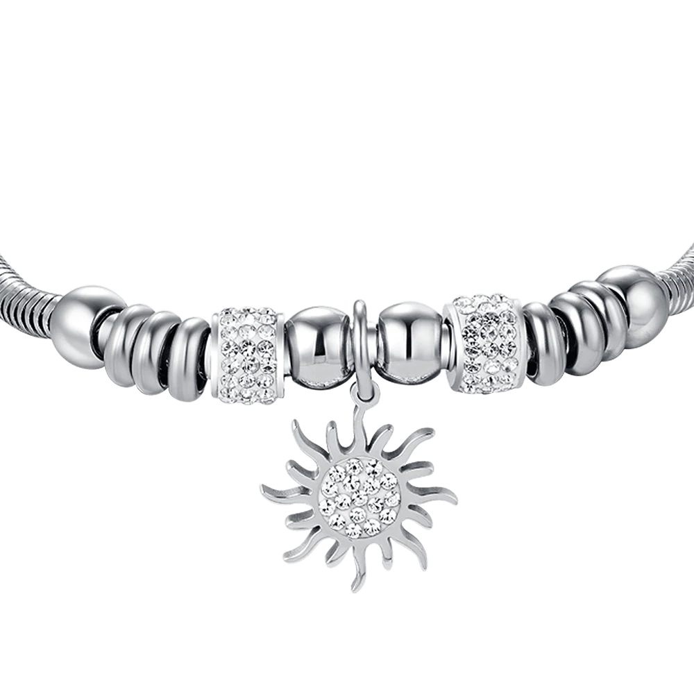 BRACCIALE DONNA IN ACCIAIO CON SOLE CON CRISTALLI BIANCHI - Image 4