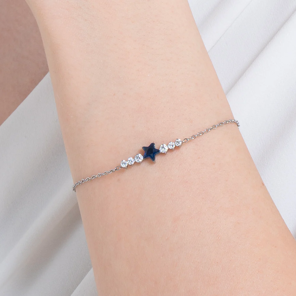 BRACCIALE DONNA IN ACCIAIO CON STELLA BLU E CRISTALLI BIANCHI - Image 2