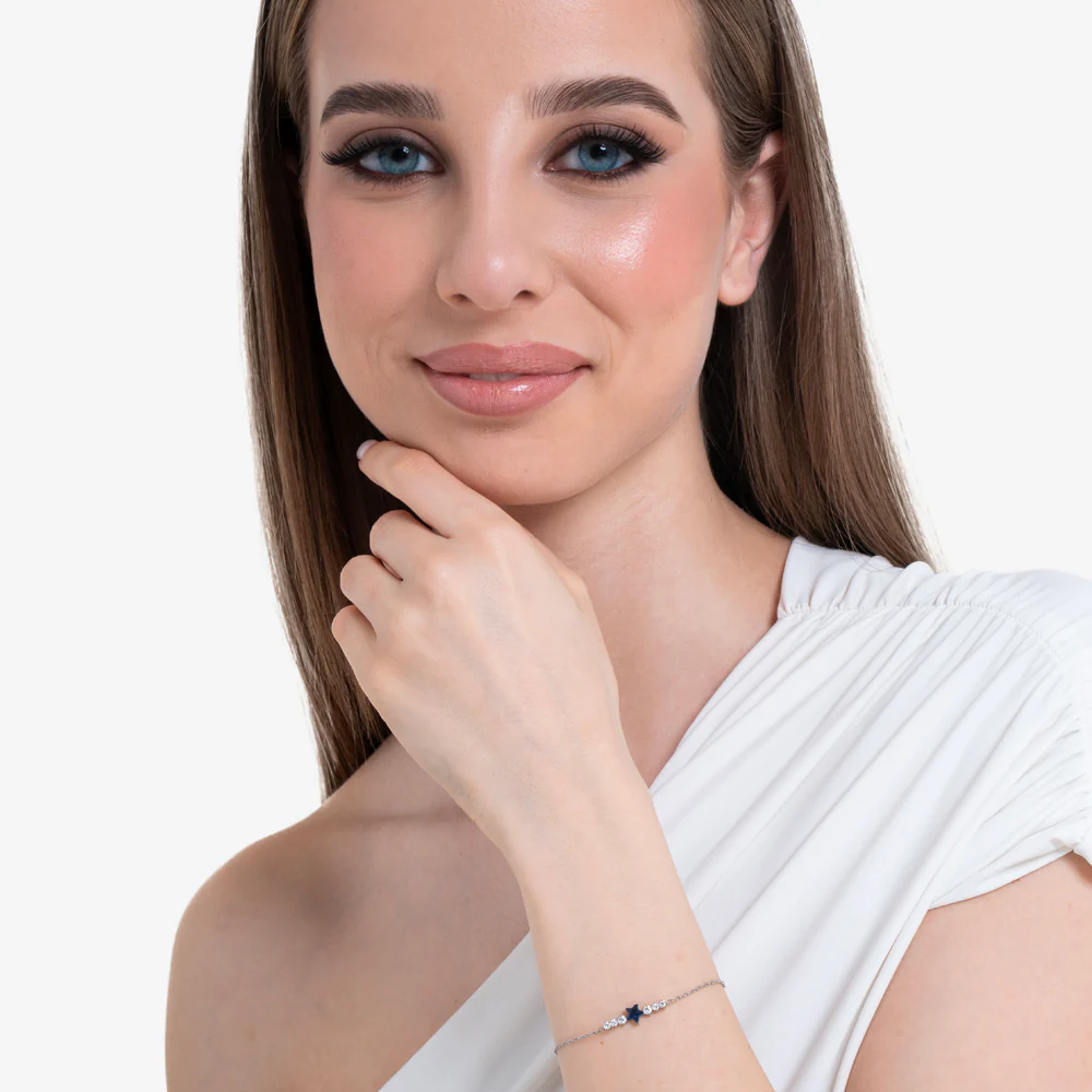 BRACCIALE DONNA IN ACCIAIO CON STELLA BLU E CRISTALLI BIANCHI - Image 3