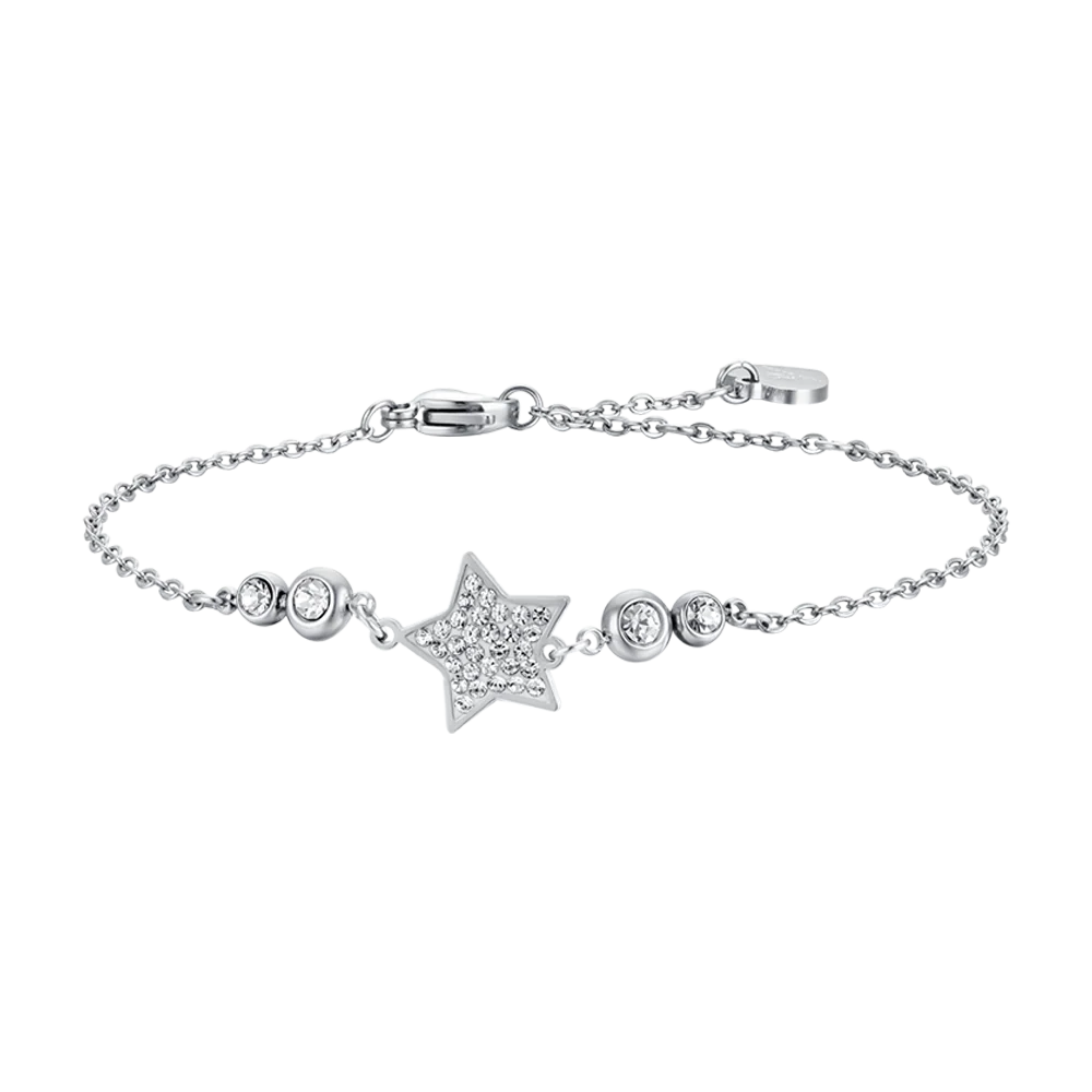 BRACCIALE DONNA IN ACCIAIO CON STELLA CON CRISTALLI BIANCHI