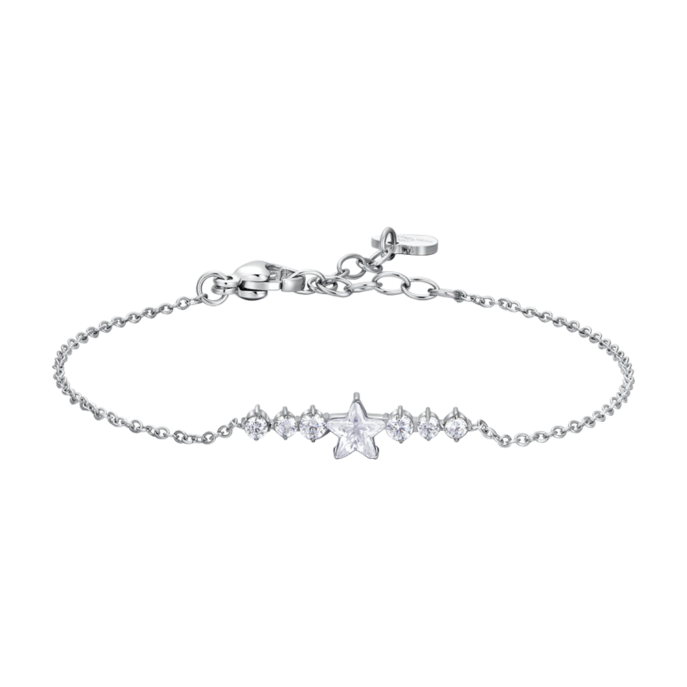 BRACCIALE DONNA IN ACCIAIO CON STELLA E CRISTALLI BIANCHI