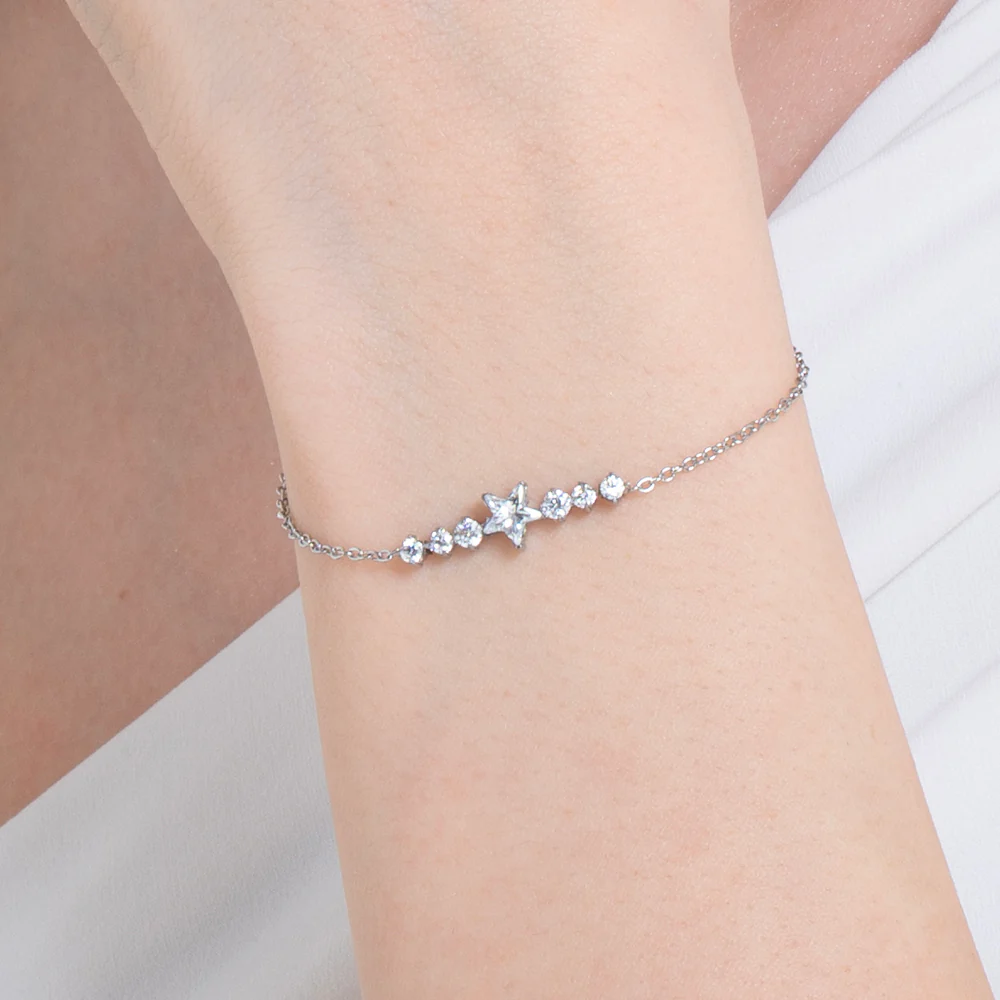 BRACCIALE DONNA IN ACCIAIO CON STELLA E CRISTALLI BIANCHI - Image 2