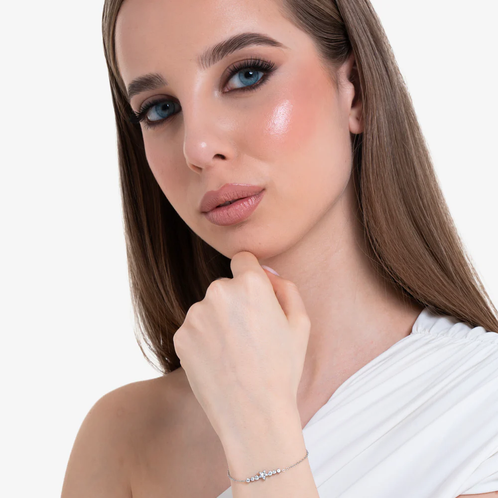 BRACCIALE DONNA IN ACCIAIO CON STELLA E CRISTALLI BIANCHI - Image 3