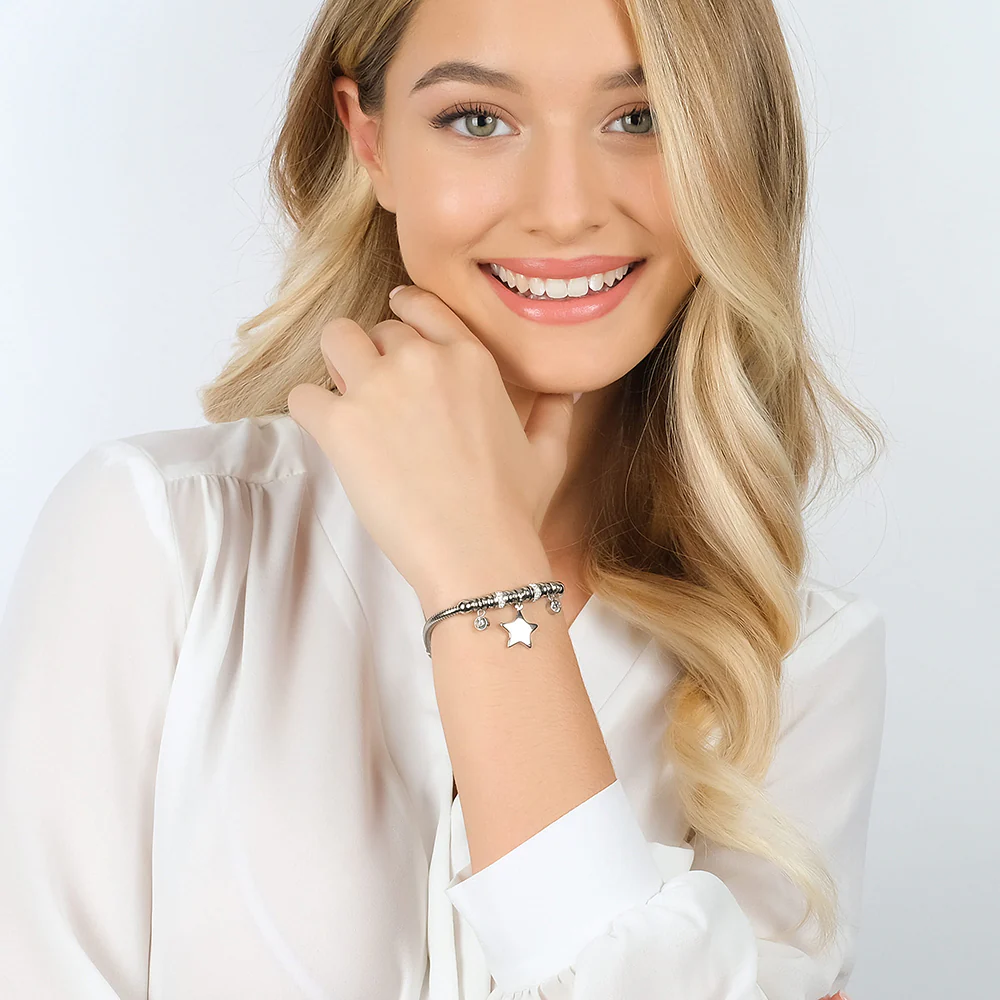 BRACCIALE DONNA IN ACCIAIO CON STELLA E CRISTALLI BIANCHI - Image 3