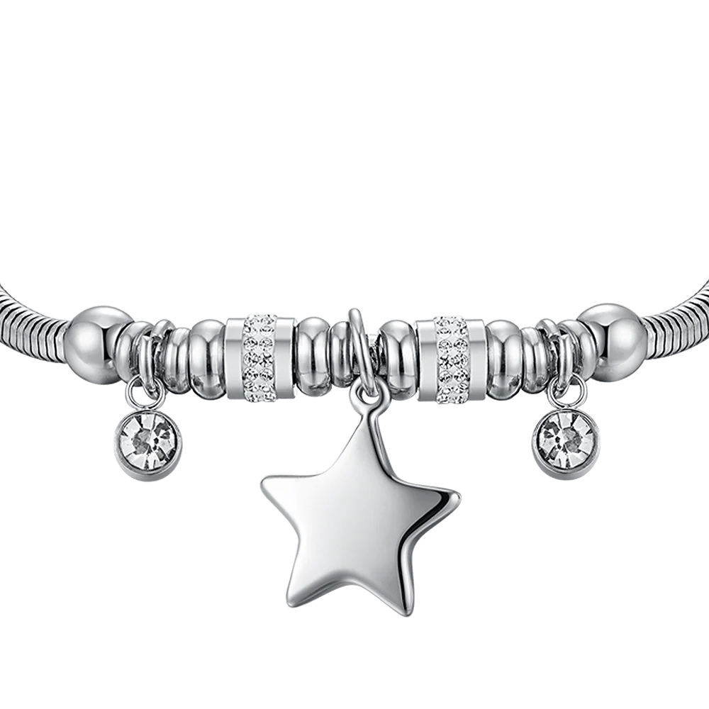 BRACCIALE DONNA IN ACCIAIO CON STELLA E CRISTALLI BIANCHI - Image 4