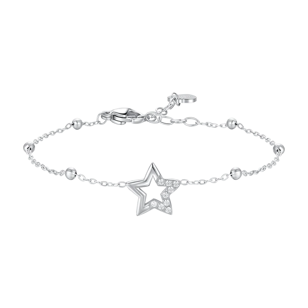 BRACCIALE DONNA IN ACCIAIO CON STELLA E PUNTI LUCE DI ZIRCONE BIANCO