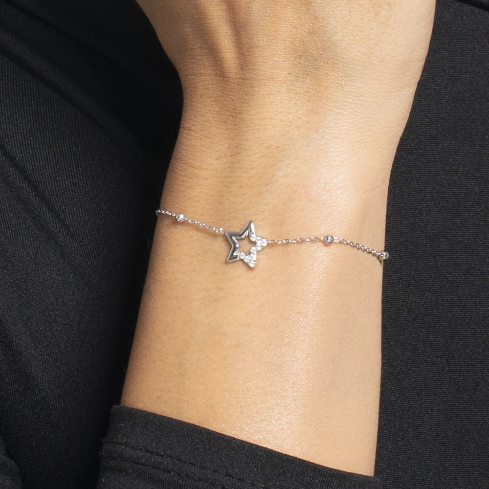 BRACCIALE DONNA IN ACCIAIO CON STELLA E PUNTI LUCE DI ZIRCONE BIANCO - Image 2
