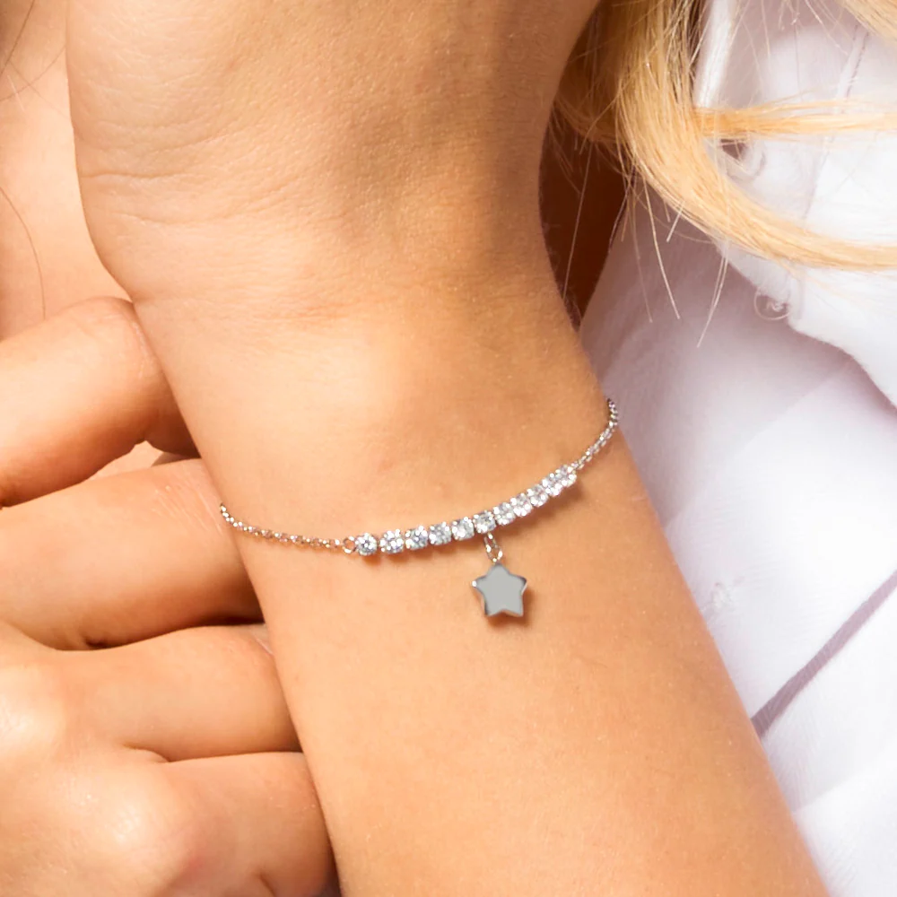 BRACCIALE DONNA IN ACCIAIO CON STELLA E ZIRCONI BIANCHI - Image 2