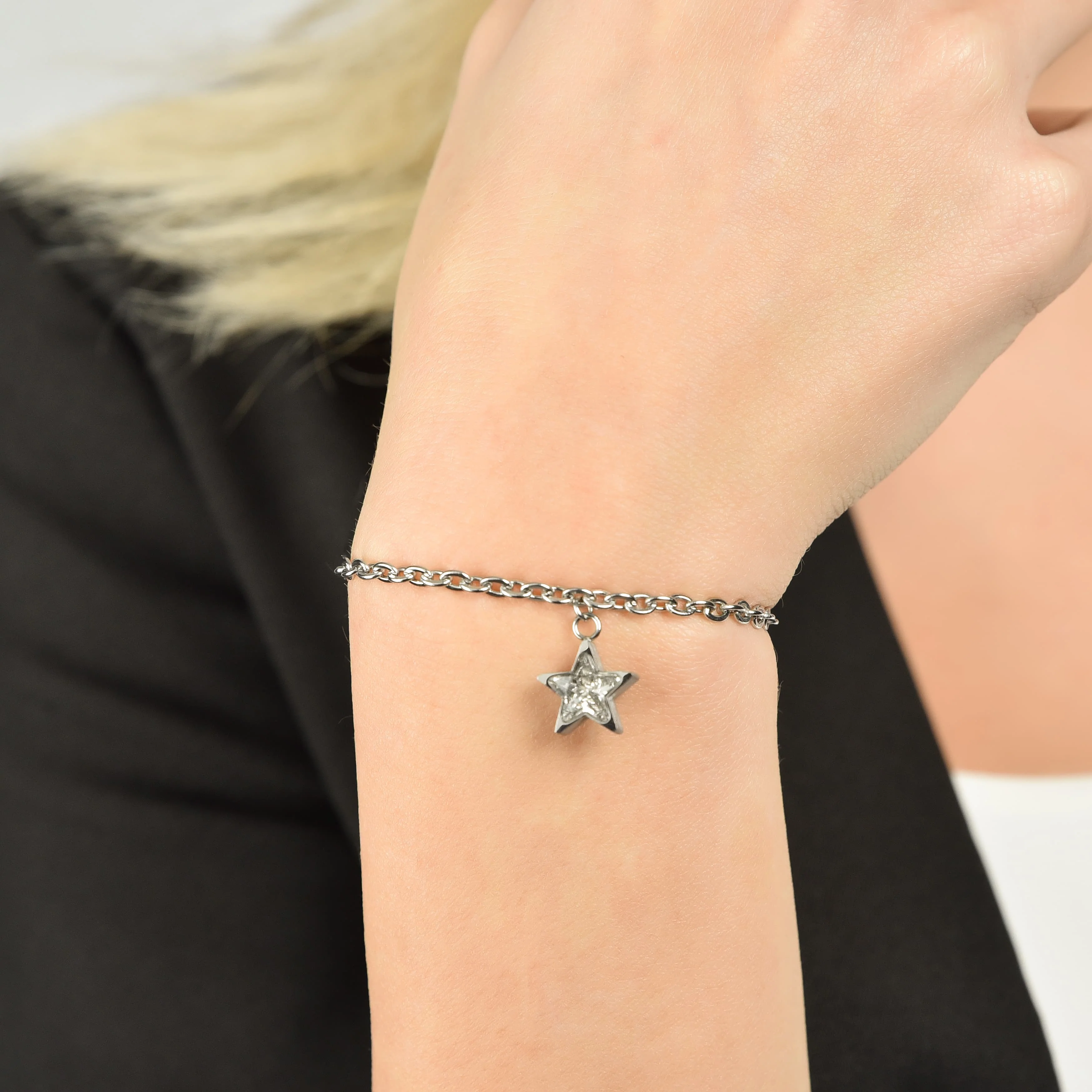 BRACCIALE DONNA IN ACCIAIO CON STELLA PUNTO LUCE BIANCO - Image 2